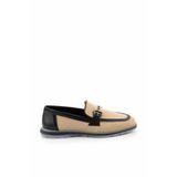 Bambi Bej Siyah Kadın Loafer Ayakkabı K01225092628