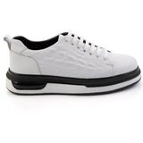Bambi Beyaz Baskılı Hakiki Deri Erkek Sneaker E01811038003