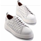 Bambi Beyaz Örgü Hakiki Deri Erkek Sneaker E01310111741