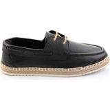 Bambi Black Genuine Leather Men's Espadrilles E01698689140 - Siyah