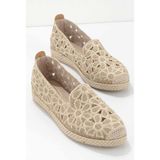Bambi K01117092328 Bej Hasır Espadril Kadın Günlük Ayakkabı
