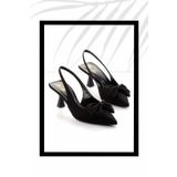 Bambi K01231363204 Siyah Kumaş Kadın Klasik Topuklu Ayakkabı