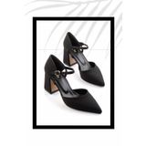 Bambi K012313640 04 Siyah Kumaş Kadın Klasik Topuklu Ayakkabı