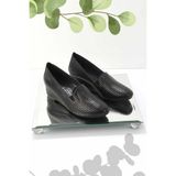 Bambi K01531199503 Siyah Leather Kadın Dolgu Topuklu Ayakkabı
