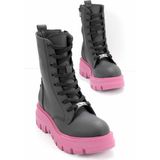 Bambi K02538014409 Mat Siyah Fuşya Kadın Bot