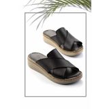 Bambi K04281030203 Siyah Leather Kadın Terlik