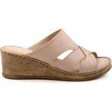 Bambi K04552002103 Bej Leather Kadın Terlik