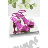 Bambi K05215400809 Metalik Fuşya Kadın Abiye Ayakkabı