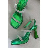 Bambi K05215400809 Metalik Yeşil Kadın Abiye Ayakkabı