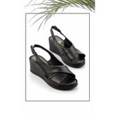Bambi K05466057003 Siyah Leather Kadın Dolgu Topuklu Ayakkabı