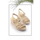 Bambi K05466057203 Bej Leather Kadın Dolgu Topuklu Ayakkabı