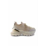 Bambi Krem Krem Triko Hakiki Deri Kadın Sneaker K01480004903