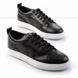 Bambi Siyah Antik Hakiki Deri Erkek Sneaker E01901254341