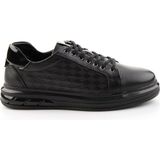 Bambi Siyah Baskılı Hakiki Deri Erkek Sneaker E01080221143