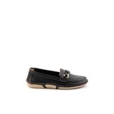 Bambi Siyah Hakiki Deri Kadın Loafer Ayakkabı K01028130303