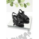 Bambi Siyah Leather Kadın Sandalet K05275111103