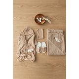 Bambik Concon Organic 0-3 Ay Organik Pamuk Bebek Bornoz Seti - 4 Parça Bebek Banyo Seti - 0 - 3 Ay - Kahve