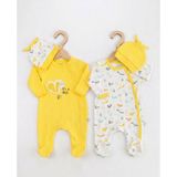 Bambik Imajbebe Kız Bebek Sevimli Sincap Figürlü Bereli Patikli 2'li Tulum Seti (4 Parça) - Sarı - 0 - 3 Ay