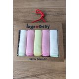 Bambik Izge %70 Pamuklu Renkli Yumuşak Kız Bebek Havlu Ağız Mendili 5'li Set - Kutulu Bebek Havlusu 0-3 Ay - Pembe - Standart