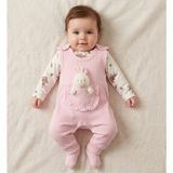 Bambik Nafitto Oyuncaklı Tavşan Detaylı Kız Bebek Tulum Seti 0-9 Ay - Pembe - 3 - 6 Ay