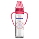 Bambino 225 ml Kırmızı Kulplu Cam Biberon