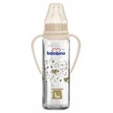 Bambino 250 ml Silikon Kiraz Uçlu Kulplu Cam Biberon
