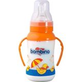 Bambino Altı Köşe Silikon Kiraz Uçlu 150 ml Turuncu Cam Biberon