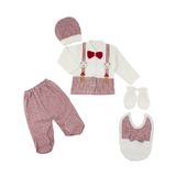 Bambino Erkek Bebek Papyonlu Damat 5li Hastane Çıkış Seti 0 - 3 Ay