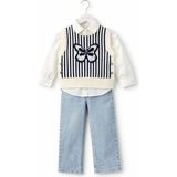 Bambino Kelebek Detaylı Triko Yelek Gömlek Jean Pantolon 3’lü Takım - Lacivert - 2 Yaş