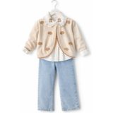Bambino Kız Çocuk Mantar Desenli Dantel Yaka 3'lü Takım - 5 Yaş - Bej