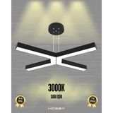 Bambino (Siyah Kasa, Sarı Işık) Ledli Modern Sarkıt Linear LED Avize Salon Mutfak Oturma Odası Yatak Odası Antre Hol LED