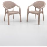 Bamboo 2'li Rattan Sandalye Cappuccino