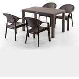 Bamboo 4 Kişilik Rattan Masa Sandalye Takımı Kahve - Kahverengi