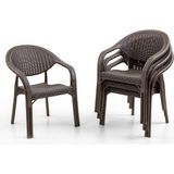 Bamboo 4'lü Rattan Sandalye Kahve