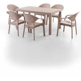 Bamboo 6 Kişilik Rattan Masa Sandalye Takımı Cappuccino