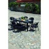 Bamboo 6 Kişilik Rattan Masa Sandalye Takımı Siyah Siyah