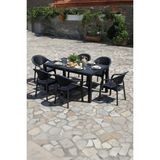 Bamboo 6 Kişilik Rattan Masa Sandalye Takımı Siyah