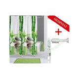 Bamboo Desenli Boru Hediyeli Banyo Perdesi Borusu Yeşil