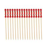 Bamboo Forever Bambu Kırmızı Örgülü 12 cm 100 Adet Kürdan