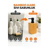 Bamboo Kare Sıvı Sabunluk – Doğal Bambu, Siyah Pompalı, Yeniden Doldurulabilir Banyo & Mutfak Sabun Ve Losyon Dispenseri