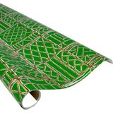 Bamboo Screen Green & Gold Gift Wrap One 30" x 8' Roll - 1 Adet - Renkli