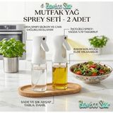 Bamboo Star Airfryer Sprey Yağdanlık 2 Li Beyaz Renk ve Bambu Altlık Seti - 200 ml