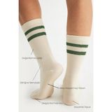 Bamboo Star Bambu Kadın Ekru Kaydırmaz Taban Silikon Baskı Yoga Fitness Pilates Bale Dans Tenis Çorabı - 36 - 40