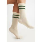 Bamboo Star Bambu Kadın Ekru Kaydırmaz Taban Silikon Baskı Yoga Fitness Pilates Bale Dans Tenis Çorabı 3'lü - 36 - 40