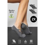 Bamboo Star Bambu Kadın Gri Kaydırmaz Taban Silikon Baskı Pilates Yoga Fitness Dans Aktivite Babet Çorabı 2'li - Standart