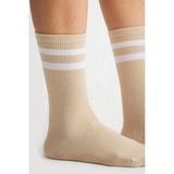 Bamboo Star Bambu Kadın Krem Kaydırmaz Taban Silikon Baskı Yoga Fitness Pilates Bale Dans Tenis Çorabı - 36 - 40
