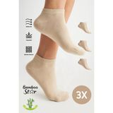 Bamboo Star Bambu Kadın Krem Patik Dikişsiz Premium Çorap 3 Lü Paket - 36 - 40