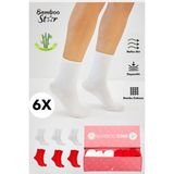 Bamboo Star Bambu Kadın Lastiksiz Kırmızı - Beyaz Soket Dikişsiz Premium Çorap 6 Lı Paket Sıkmayan Çorap - Iz Bırakmaz - 36 - 40 - Beyaz - Kırmızı
