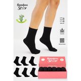Bamboo Star Bambu Kadın Lastiksiz Siyah Soket Dikişsiz Premium Çorap 6 Lı Paket Sıkmayan Çorap -Iz Bırakmaz - 01-Siyah - 36 - 40