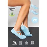 Bamboo Star Bambu Kadın Mavi Kaydırmaz Taban Silikon Baskı Pilates Yoga Fitness Dans Aktivite Babet Çorabı 2’li - 36 - 40